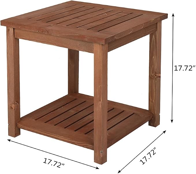 Outdoor Adirondack Side Table Weather Resistant, Patio Rectangular End Table or Patio, Garden, Porch and Indoor, Brown
