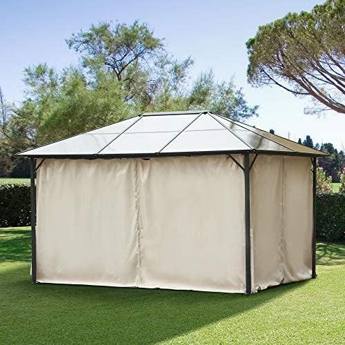 Outsunny 10' x 12' Universal Gazebo Sidewall Set with Panels, Hooks and C-Rings Included for Pergolas and Cabanas, Dark Brown