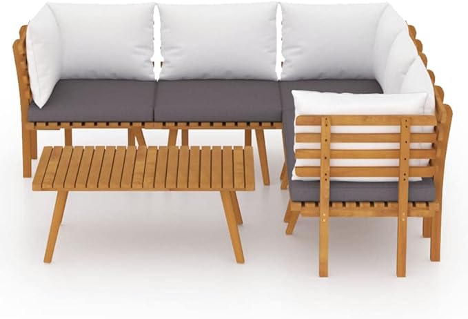 Patio Lounge Set with Cushions,Patio Furniture Sets,Patio Conversation Sets,Outdoor Furniture Sets,for Garden,Backyard,Outdoor,6 Piece Solid Acacia Wood