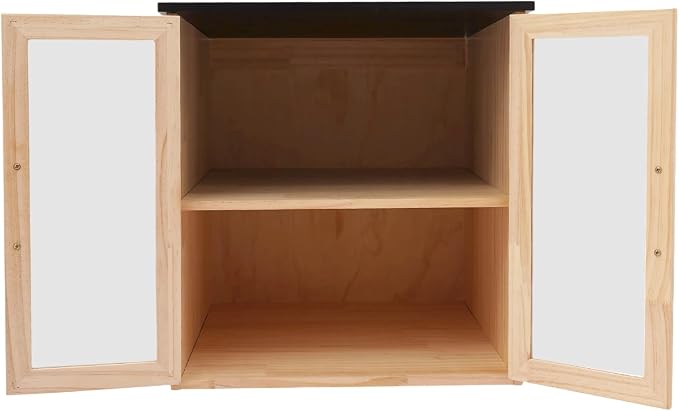 Outdoor Library Book Box, 2-Tier Literature Exchange Kit, 18.5" Tall Outdoor Wood Cabinet for Sharing Books Community Literature, Flyers, Newspapers, Food Art