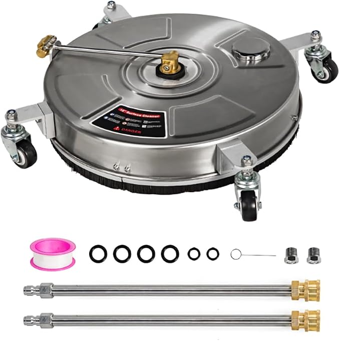 SCITOO 18" Pressure Washer Surface Cleaner 4000 PSI with 4 Wheels,1/4" Quick Connector and Washer Accessories for Concrete, Patio, Sidewalk, Deck and Driveways