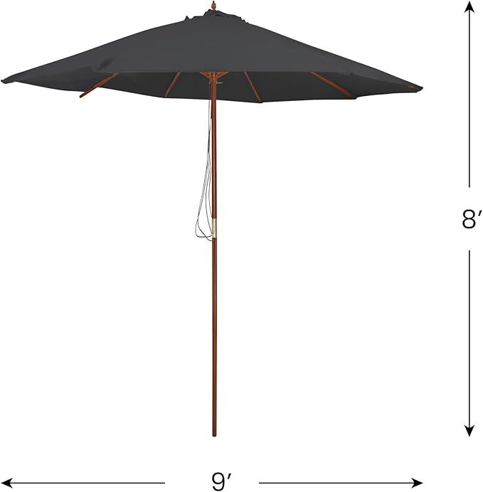 Northlight 8.5ft Outdoor Patio Market Umbrella with Wooden Pole, Gray