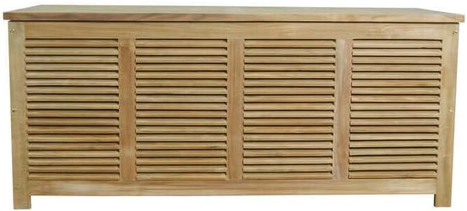 HomeStock Teak Storage Box - Outdoor Deck & Patio Furniture Cushion Container