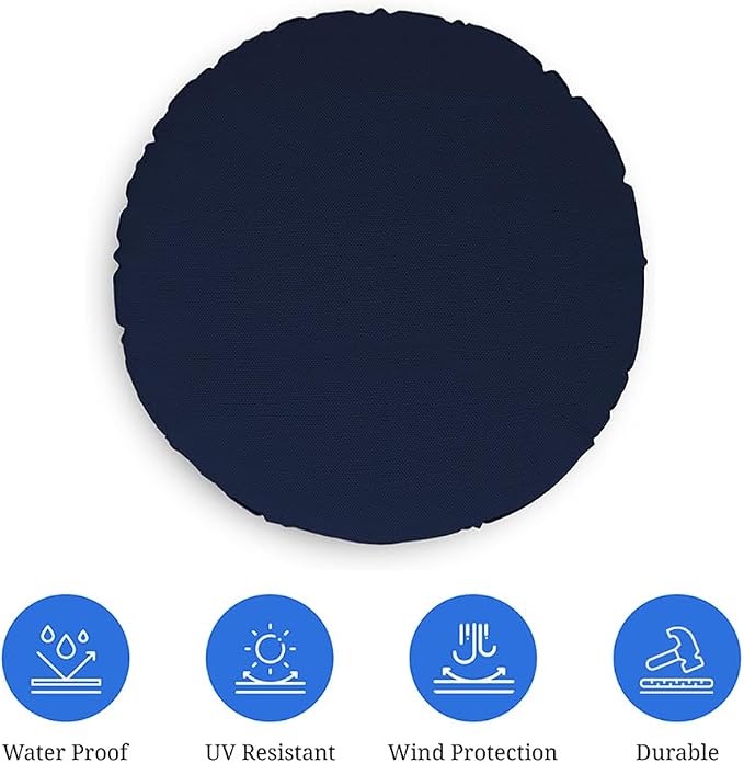 Covers & All Round Pillow Cover, Weather & UV Resistant Water Repellant Protector for Pillows Home Office Living Room Decor Chair Sofa Couch, with Zippers (44" Dia, Navy Blue)