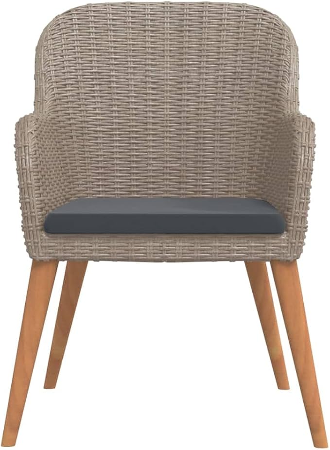 Garden Dining Set, 6 Person Outdoor Patio Dining Table with Black Glass Top, Brown Poly Rattan Rectangular Table for Backyard and Deck, 55.1 Inch