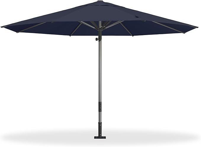PURPLE LEAF 13 FT Commercial Round Patio Market Table Sun Umbrella Semi Auto Open All Weather Maximum Coverage for Hotel Resort Cafe Restaurant Garden Business Use Navy Blue