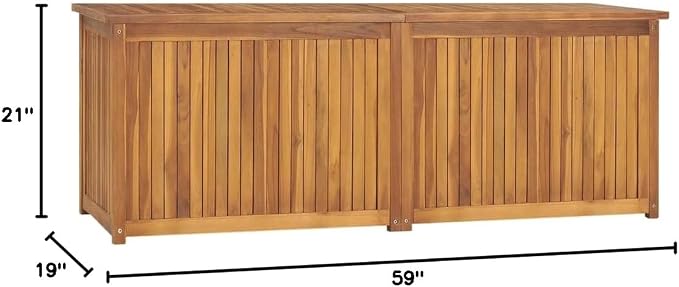 Solid Teak Wood Outdoor Storage Box 59.1"x19.7"x21.7" Weather Resistant Patio Furniture Deck Box with PE Bag for Gardening Tools Pool Toys Cushions