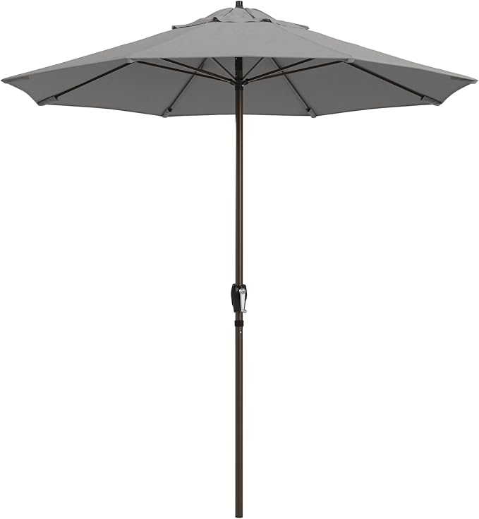 California Umbrella 12-Year Protection 7.5-Ft Outdoor Patio Umbrella, Sunbrella Fade-Resistant Fabric, Auto-Tilt, Heavy Duty Aluminum Frame, 8 Reinforced Ribs for Pool or Deck, Bronze Pole, Granite