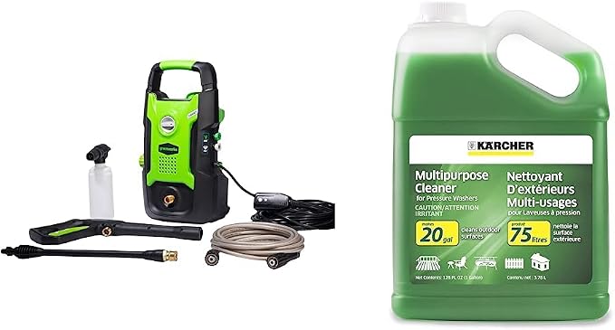 Greenworks 1600 PSI (1.2 GPM) Electric Pressure Washer & Kärcher - Pressure Washer Multi-Purpose Cleaning Soap Concentrate – for All Outdoor Surfaces – 1 Gallon