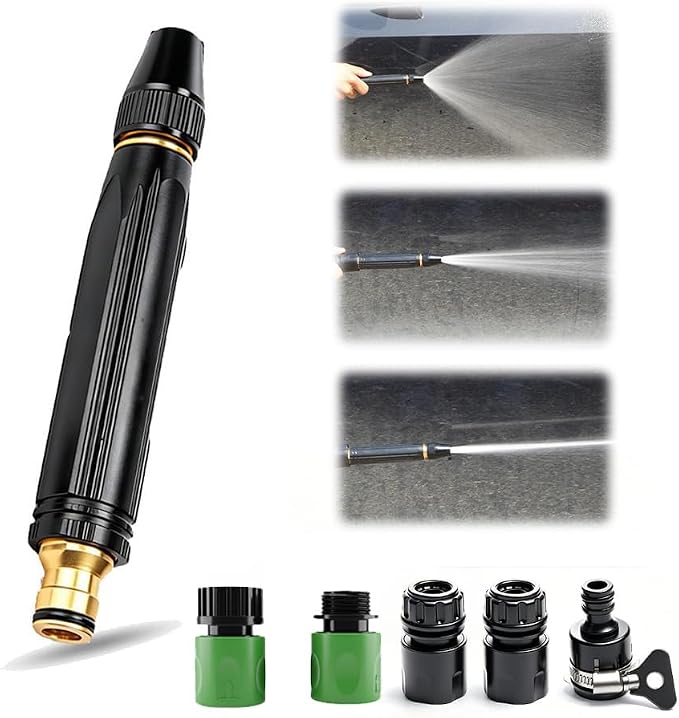 High Pressure Power Washer Nozzle with Metal Connector Set, Nozzle Power Washer for Garden Hose, Sturdy Cleaning Accessory for Car Washing and Outdoor Cleaning (1 Set)