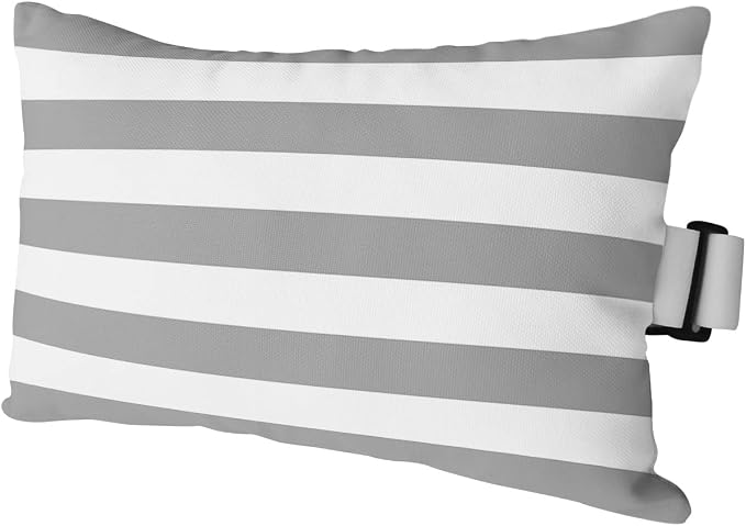 Outdoor Pillows Covers with Inserts Gray and White Stripe Waterproof Recliner Pillow with Adjustable Strap Throw Pillows for Patio Furniture Pool Lounge Chair, 11x16 inch, 1PCS
