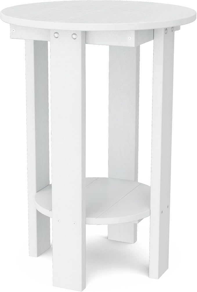 Wildridge Heritage Balcony Table, White - Outdoor Weather Resistant Recycled Plastic Furniture for Patio