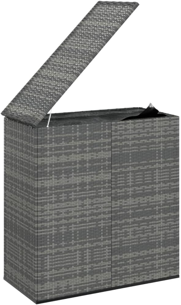 Grey Outdoor Cushion Storage Box with Gas Lift, Synthetic Rattan Deck Box 39.4x19.3x40.7 in for Patio Furniture, Garden Storage, Pool Toys Organization