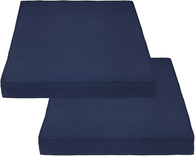 Covers & All Square Outdoor Cushion Covers for Patio Furniture Sets, Water, Tear & UV Resistant Polyester Cushion Slipcover with Zippers (Pack of 2) (20" W x 20" D x 4" Thick, Navy Blue)