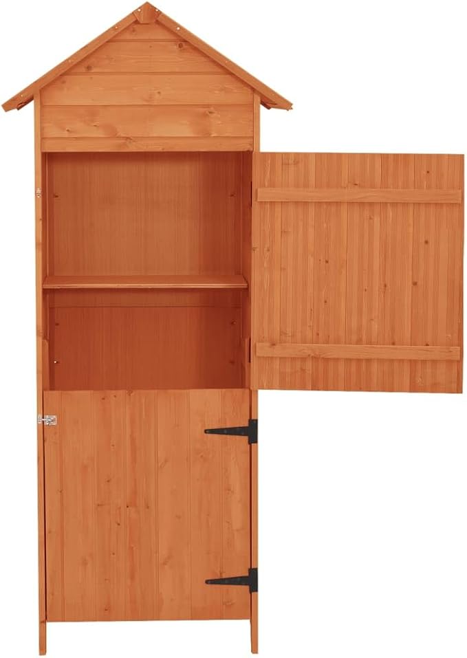 storage box,patio furniture,deck boxes outdoor waterproof,Patio Storage Cabinet Brown 16.7"x25.2"x74.8"Designed for Courtyard Travel