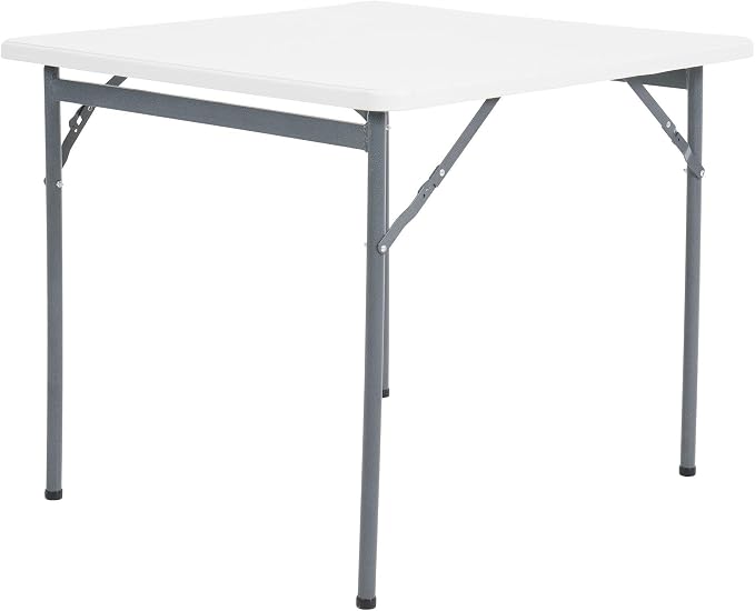 Peakform Multipurpose Banquet Squared Table Lightweight Folding Durable Desk with Secure Base for Indoor and Outdoor Events, 34 Inch, White