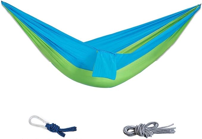 Camping Hammock, Hammock Outdoor Parachute Cloth Single Double Student Indoor Dormitory Bedroom Swing Tourism Hiking Leisure Equipment Aerial Tent(Green)