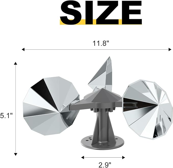 OFFO 2 PCS Bird Scare Reflective Device, Bird Reflector with Plastic Base for Outside, Keep Pigeon Woodpeckers and Sparrows Away for Outdoor Boats Roofs Gardens