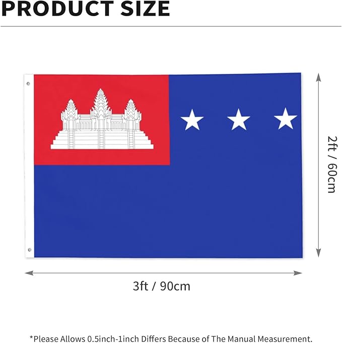 Flag of the Khmer Republic 2x3ft Garden Flag Indoor Outdoor Decoration both Sided Banner
