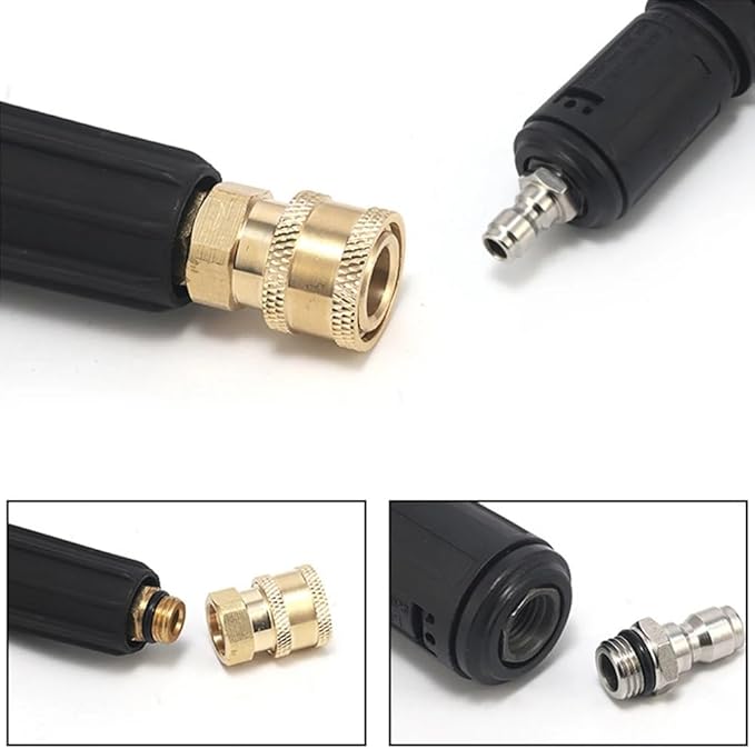 2 Pack Pressure Washer Adapter Set Quick Connect Kit 14mm M14x1.5 to 1/4 Inch Connector Fittings Plug Gun to Hose for Patio Lawn Car Pressure Water Gun Washing Foam Bottle Spray Nozzle