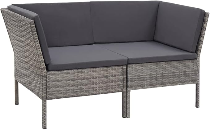 Patio Sofa Set with Cushions,Patio Lounge Set,Outdoor Furniture,Outdoor Furniture Sets,Patio Conversation Sets,for Garden,Deck,Backyard,6 Piece Poly Rattan Gray