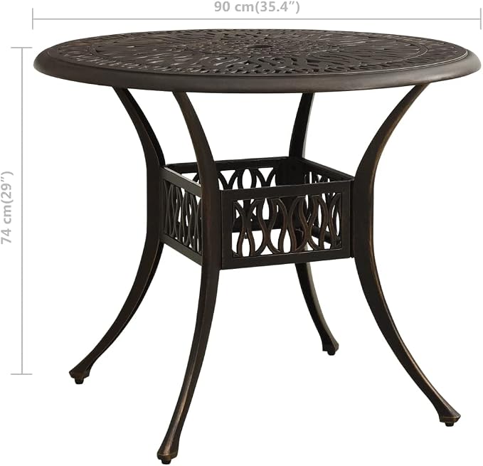 Patio Table Bronze 35.4"x35.4"x29.1" Cast Aluminum, Outdoor Dining Table, Outdoor Patio Table, Outdoor Bar Table, Bistro Table for Patio Balcony Proch Poolside