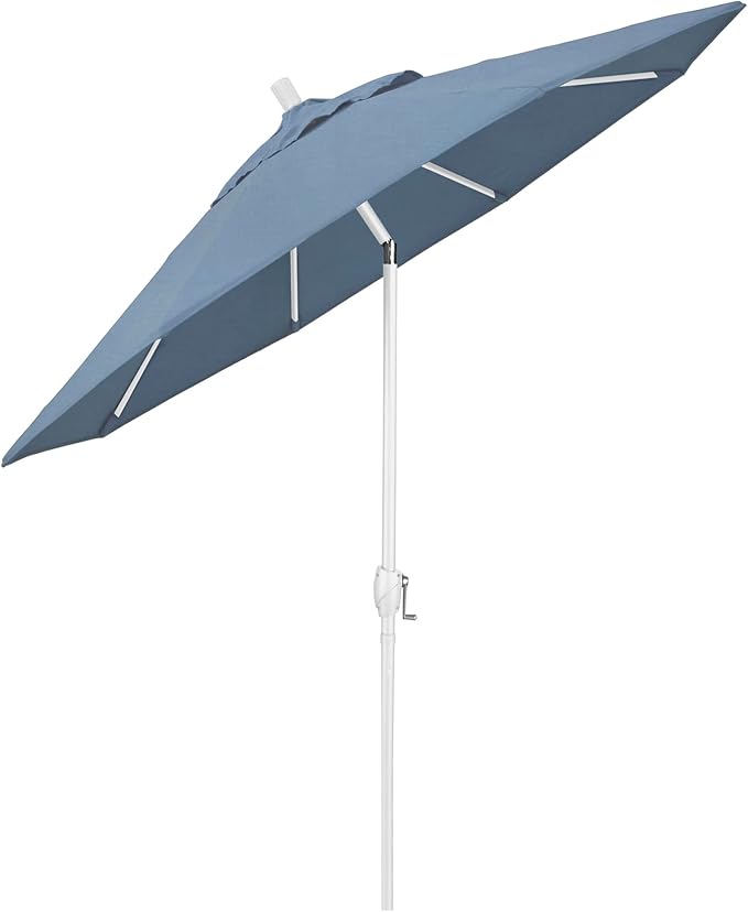 California Umbrella 9' Round Aluminum Market Umbrella, Crank Lift, Push Button Tilt, White Pole, Cilantro