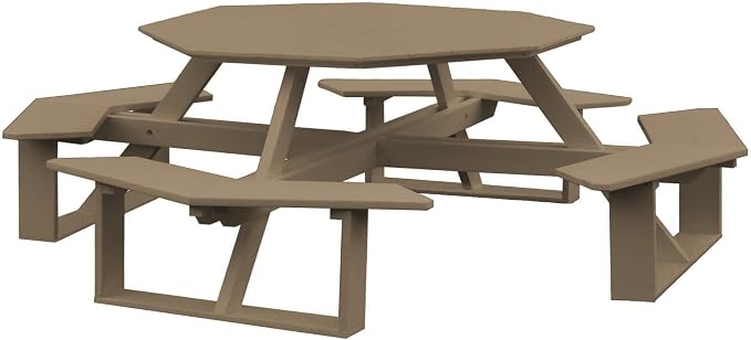 Furniture Barn USA Poly Lumber 54" Octagon Walk-in Table, Weathered Wood