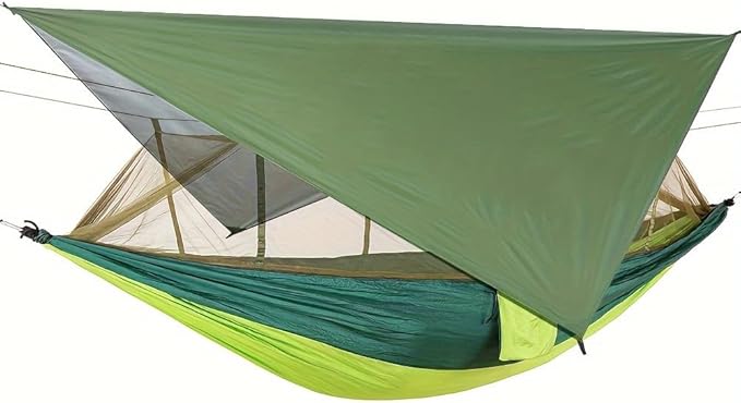Mosquito net Hammock Canopy Set, Mosquito-Proof Hammock, Waterproof Sunshade Camping Hammock with Mosquito net (Fruit Green)