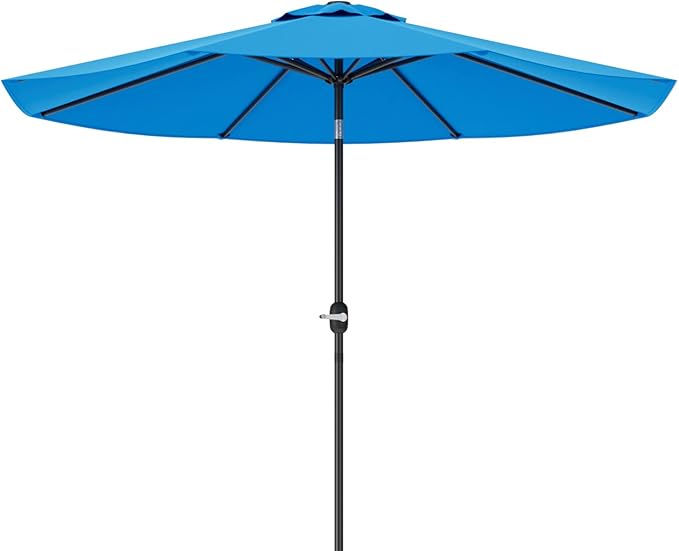 Greesum Patio Umbrella, Outdoor Table Umbrella with Push Button Tilt, Crank and 8 Sturdy Ribs
