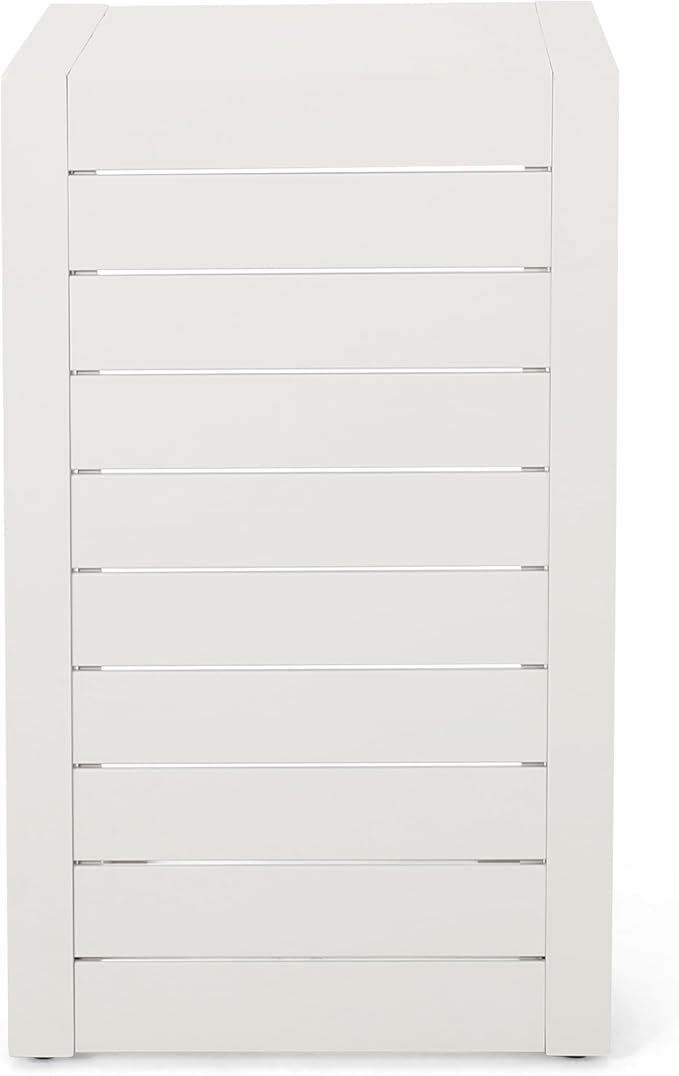 Cape Coral Alu C-Shaped Table White Outdoor Side Table 14.5" W x 15" D x 24" H Aluminum Frame White
