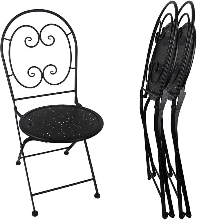 3 Piece Bistro Sets Mosaic Tile Round Table Folding Chairs Garden | Set of 3 Patio Furniture 23.6" Table and 2 Chairs Outdoor Bistro Chairs Artistic Table for Balcony Porch Apartment Backyard