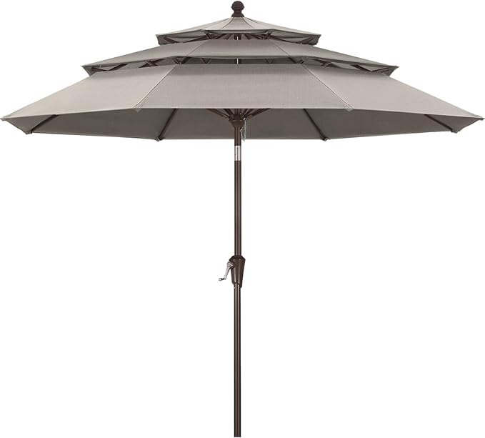 ABCCANOPY 5-Year 10-Year No Fading 9FT 3 Tiers Patio Umbrella, Outdoor Table Umbrella with 8 Sturdy Ribs for Deck, Backyard, Garden, Yard