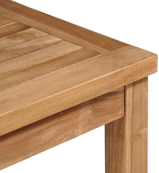 vidaXL Solid Wood Teak Patio Table Lawn Yard Terrace Balcony Wooden Patio Backyard Garden Outdoor Furniture Dining Dinner Meal Table 31.5"