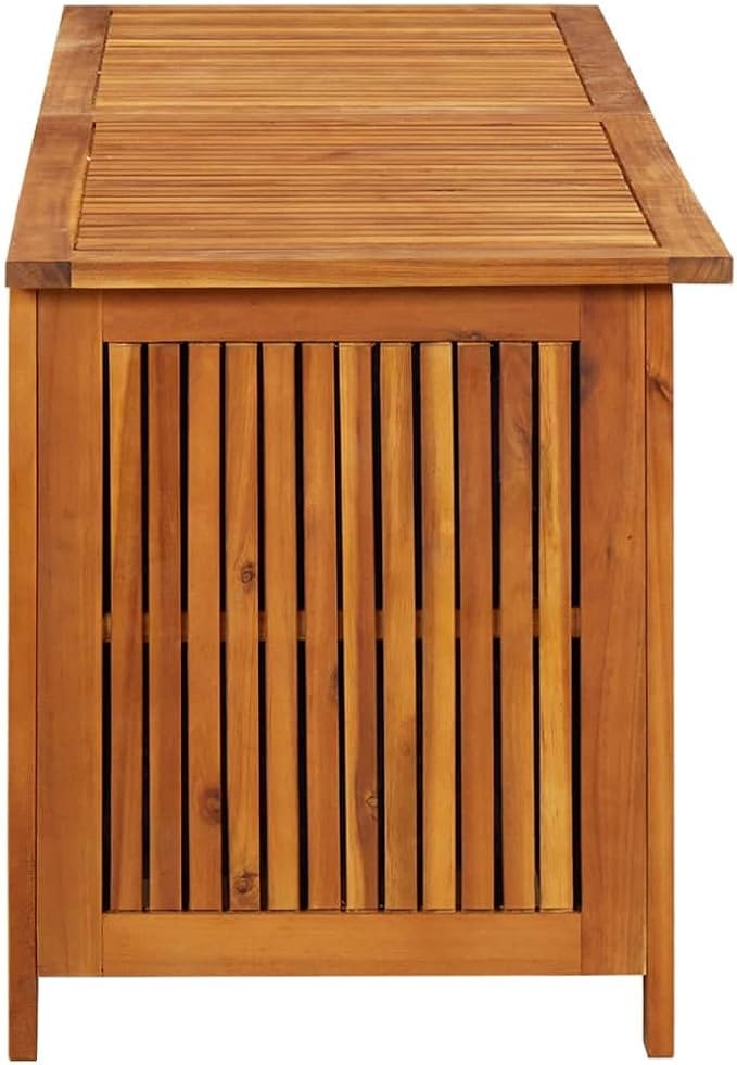 59"x19.6"x22.8" Deck Box in Acacia Wood with a PE bag, Wooden Patio Storage Box for Indoor or Outdoor Cushion Storage, Garden Tools Box Container, Brown