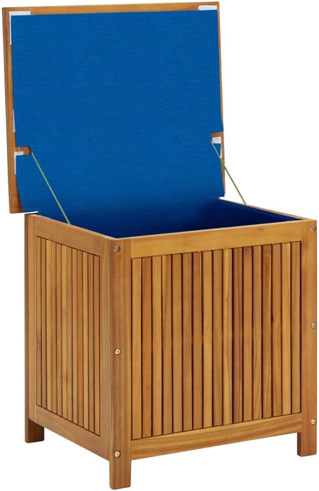 Patio Storage Box Outdoor Solid Acacia Wood Deck Box Wooden Outdoor Storage Organization Box with Lid Storage Bench and Waterproof Lining for Garden,Patio,Backyard,23.6"x19.7"x22.8" -AA