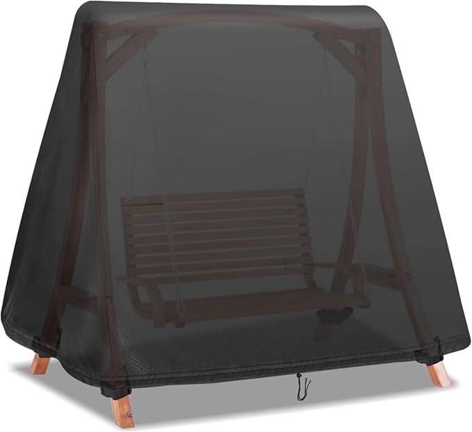 Swing Cover,500D Waterproof Outdoor Swings Covers,Shield for A Frame Patio Porch Swings with Drawstring and Buckles(80" Lx54 Wx72 SL,Black)