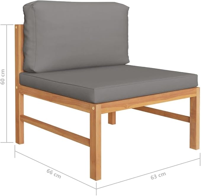 Backyard Furniture Patio Conversation Sets Outdoor Seating 7 Piece Patio Lounge Set with Gray Cushions Solid Teak Wood Suitable for Swimming Pool, Courtyard, Garden