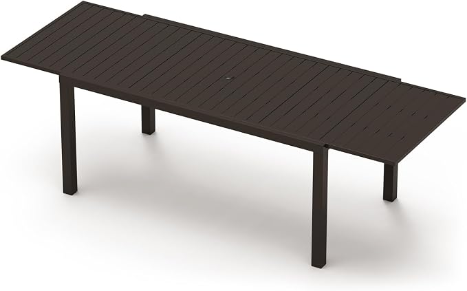 Domi Outdoor Expandable Dining Table for 6-8, Aluminum Extendable Dining Table 65"-97" with Umbrella Hole, Metal Outdoor Patio Table Rectangle for Backyard Garden