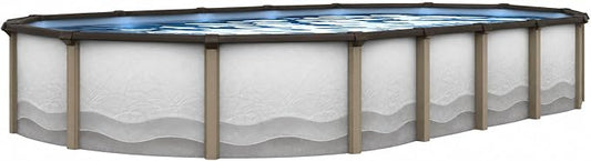 Lake Effect Pools 'Cozumel' 18 ft x 33 ft Oval Above Ground Swimming Pool | 52 Inch Resin Protected Steel Sided Walls | Bundle Includes: 25 Gauge Overlap Liner & Widemouth Skimmer