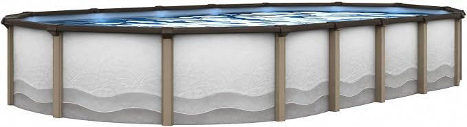 Lake Effect Pools 'Cozumel' 12 ft x 24 ft Oval Above Ground Swimming Pool | 52 Inch Resin Protected Steel Sided Walls | Bundle Includes: 25 Gauge Overlap Liner & Widemouth Skimmer