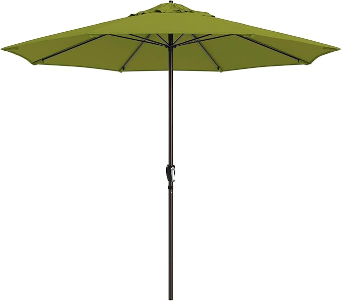 California Umbrella 8-Year Protection 9 Ft Outdoor Patio Umbrella, Solstice Fade-Resistant Fabric, Auto-Tilt, Heavy Duty Aluminum Frame, 8 Reinforced Ribs for Pool or Deck, Bronze Pole, Kiwi