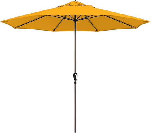 California Umbrella 12-Year Protection 9-Ft Outdoor Patio Umbrella, Sunbrella Fade-Resistant Fabric, Auto-Tilt, Heavy Duty Aluminum Frame, 8 Reinforced Ribs for Pool or Deck, Bronze Pole, Sunflower Yellow