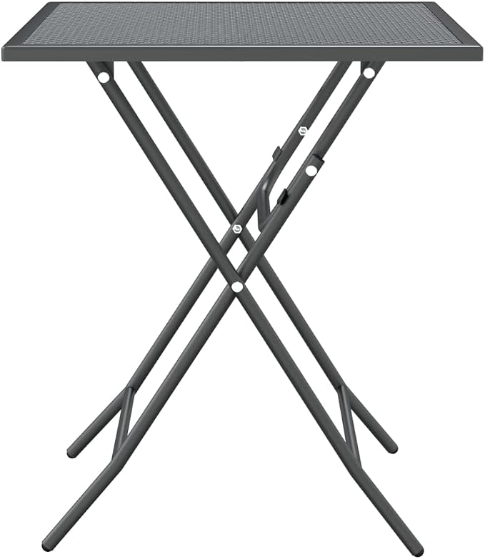 3 Piece Patio Dining Set with Expanded Metal Mesh and E-Coating Finish, Foldable Outdoor Table and Chairs in Anthracite