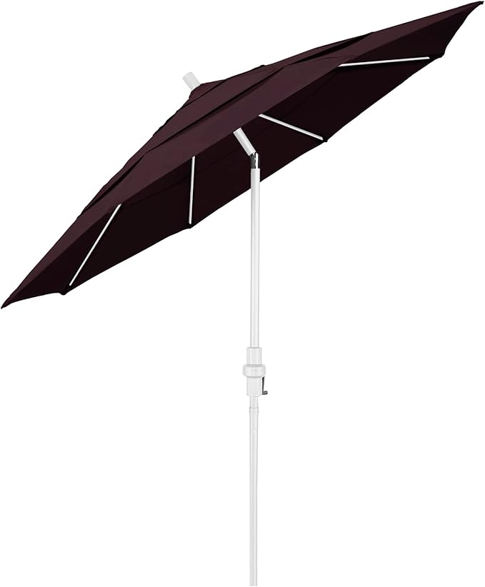 California Umbrella 11' Rd. Fiberglass Rib Patio Umbrella, Crank Lift, Collar Tilt, White Pole, Purple