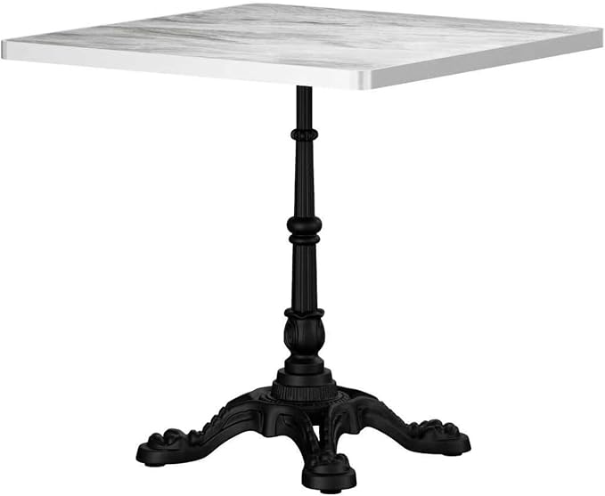31.5" Sintered Stone Square Dining Table for 2-4 People, Marble Look Bistro Table with Heavy Duty Cast Iron Base for Outdoor Patio Garden Cafe, Living Room Balcony, Commercial Grade Small Space, Grey