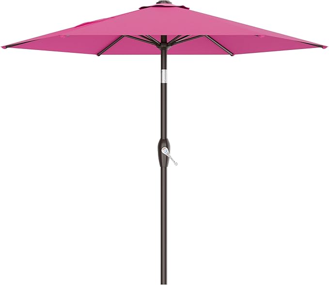 AreShark 7.5FT Patio Umbrella Table Market Umbrella w/Tilt and Crank, Heavy-Duty Outdoor Umbrellas for Pool, Deck, Garden and Backyard, Rose Pink