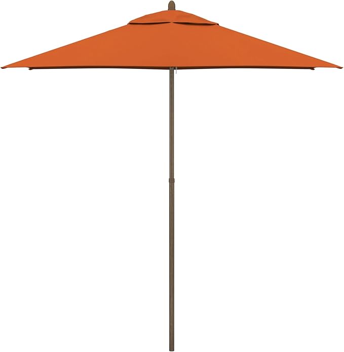 Sunline 9 ft Faux- Wood Patio Umbrella, Push Open Pin Stop Outdoor Market Umbrella with UV Protection & Wind Vent, Metal Frame for Deck, Pool & Table, Tuscan