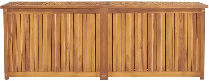 Outdoor Storage Box 59.1x19.7x21.7 Inch Solid Teak Wood Patio Chest with Easy Open Lid, Weatherproof Garden Box for Cushions Tools Accessories, Deck Garage Shed Organizer