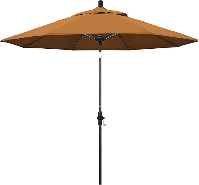 California Umbrella 9' Round Crank Lift, Collar Tilt, Aluminum Pole, Fiberglass Rib Patio Umbrella,